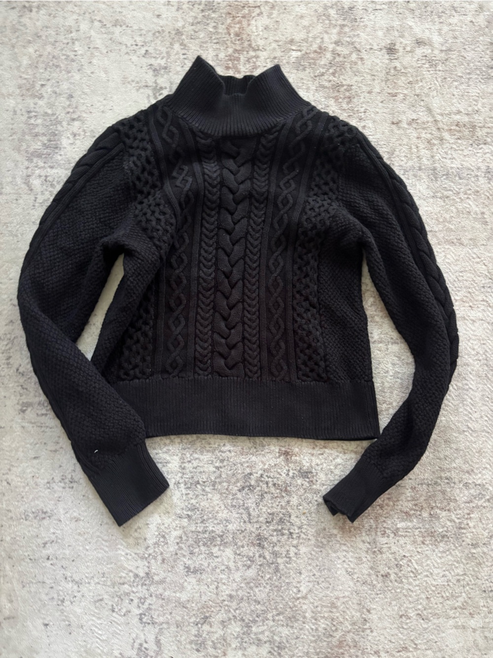 GAP Black Cable-Knit Off-Shoulder Pullover